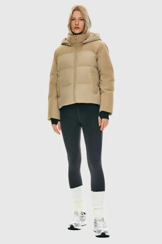 Cropped Down Puffer Jacket Winter Hooded