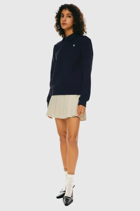 Long Sleeve Polo Sweatshirt Half Zip