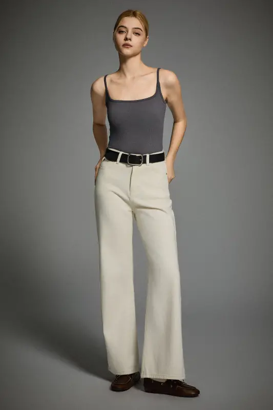 Padded Ribbed Square Neck Tank