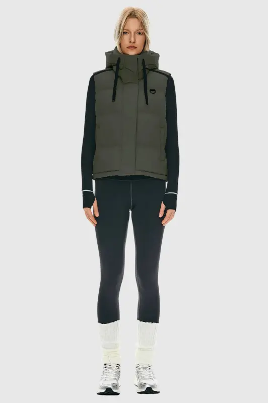 Puffer Down Vest Hooded Cropped Zip Up